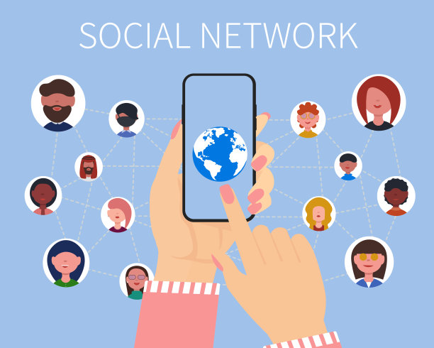 社交网络人物图标，女人的手和地球图片下载