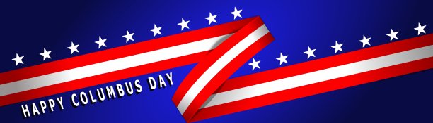 哥伦布日，网络横幅不是模板海报与美国国旗图片下载