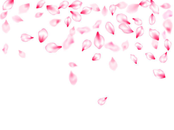 日本樱花盛开，粉红色的花瓣随风飘动。图片下载