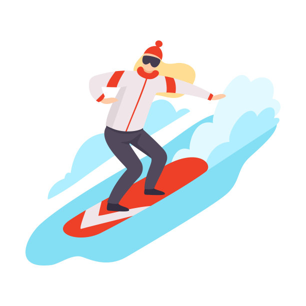 平面矢量插图滑雪女子孤立在白色背景图片下载