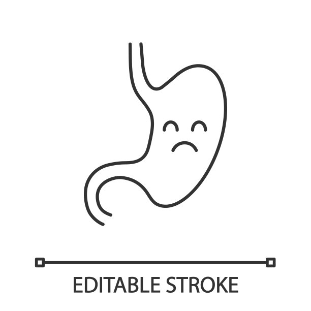 悲伤的胃线性图标图片下载