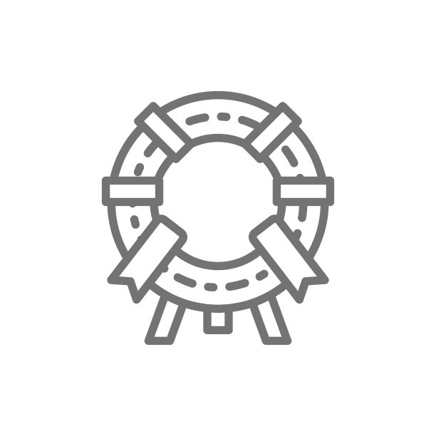 纪念花圈，葬礼仪式线性图标图片下载