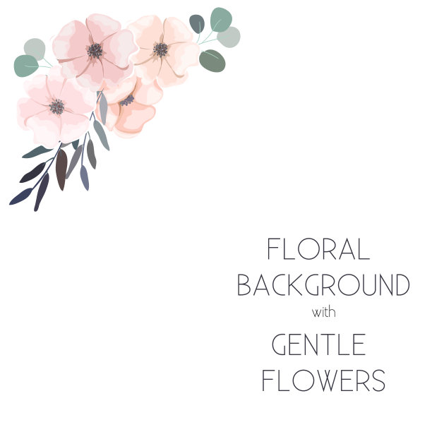 花束与美丽的花孤立在白色。鲜花背景贺卡。角落的邀请与海葵。向量。图片下载