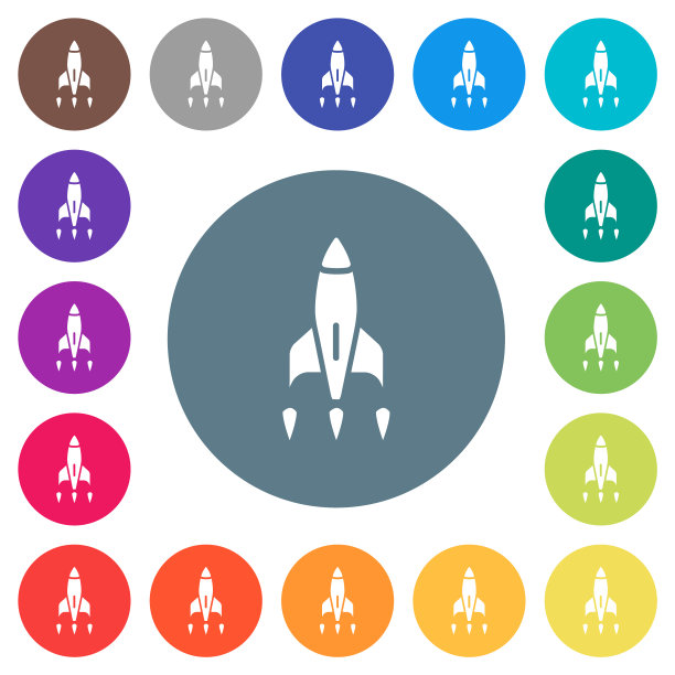 火箭平白色图标上的圆形背景图片下载