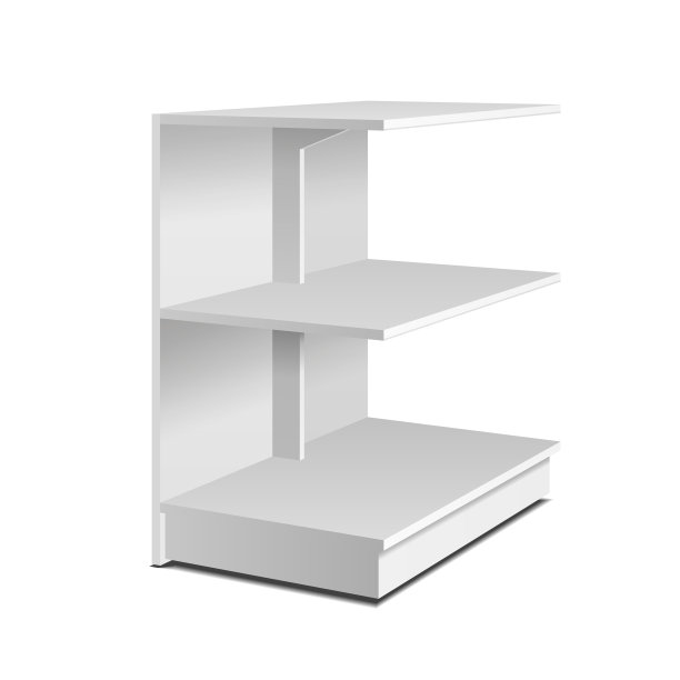 超市地板展示架。空白空白显示与货架模拟。插图孤立的白色背景。为你的设计做好准备。产品广告。向量EPS10图片下载