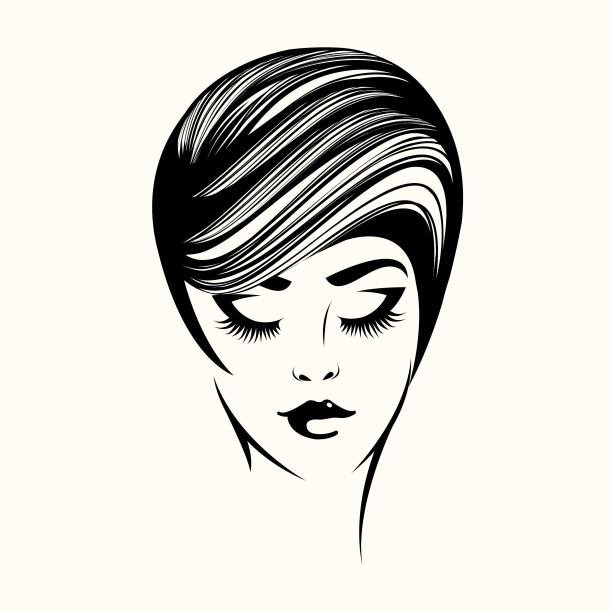 美丽的年轻女子优雅的发型和妆容。化妆品、美容美发沙龙的标志。图片下载