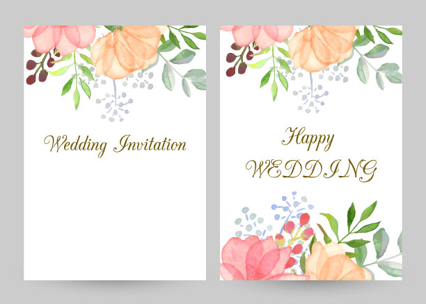 婚礼邀请模板集水彩花，感谢卡，保存日期卡，宝宝送礼，菜单，传单，横幅模板。水彩柔和的背景邀请或贺卡。图片下载