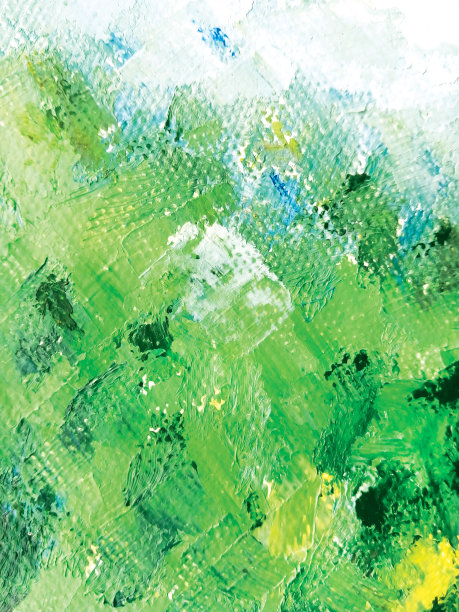 画布纹理与油画笔触，在黄色和绿色的积极色彩。图片下载