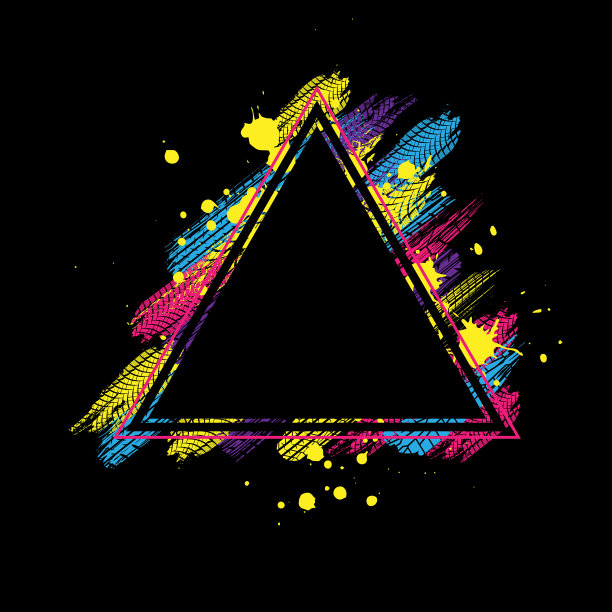 黑色和彩色三角形轮胎框架图片下载