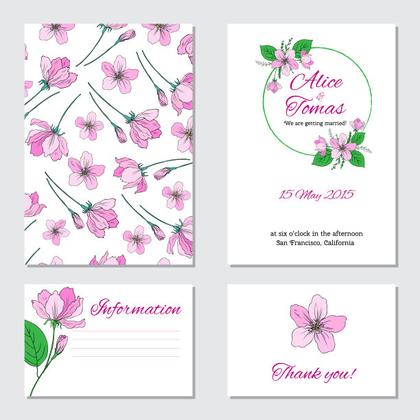 苹果花，叶子手绘孤立在白色背景上，无缝矢量花卉图案，粉色樱花线艺术纹理，装饰框架，设计贺卡，婚礼请柬，包装化妆品图片下载