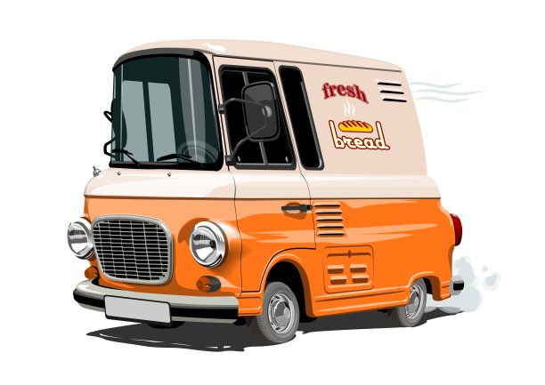 矢量卡通复古送货车图片下载