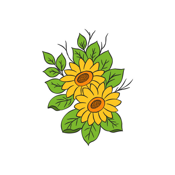 矢量画花和叶，图片下载