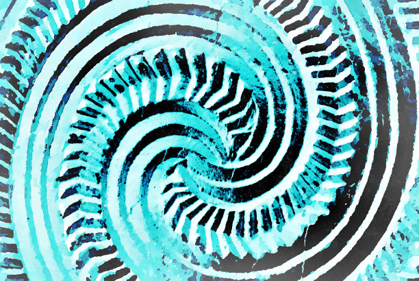 螺旋雕刻的水彩插图图片下载