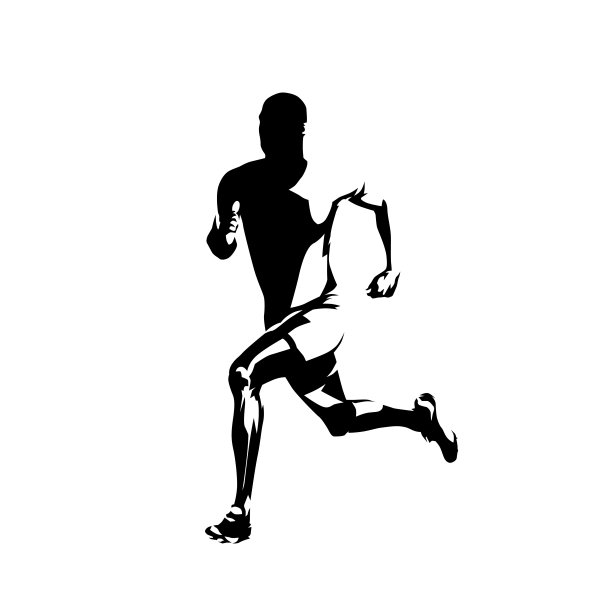 跑步者，侧视图孤立矢量水墨画，跑步者的抽象剪影图片下载