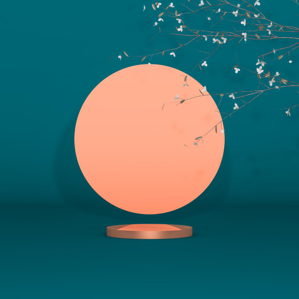 抽象圆柱盒与满月的背景。中秋节的背景。图片下载