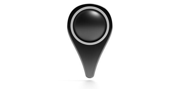 地图位置引脚隔离在白色背景。三维演示图片下载