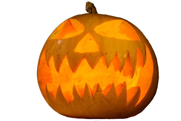 可怕的万圣节南瓜孤立在白色的背景图片下载