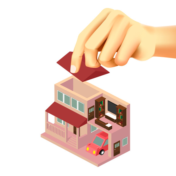 家居设计与手和家具，等距室内图片下载