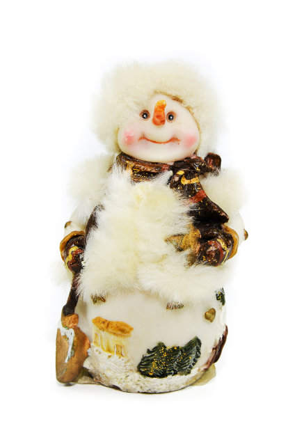 粘土圣诞雪人小雕像为假日孤立的背景图片下载