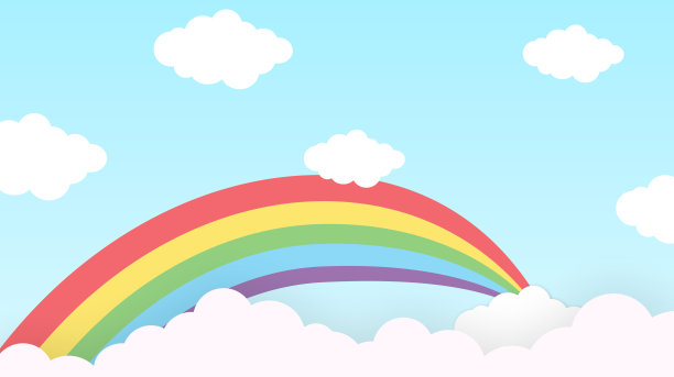 抽象卡哇伊彩色天空彩虹背景。柔和的渐变蜡笔漫画图形。婚礼卡片设计或展示的概念图片下载