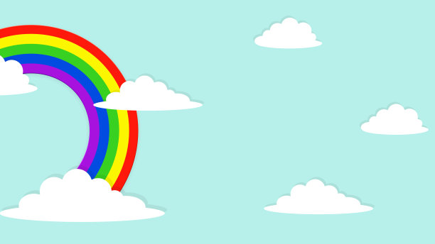 抽象卡哇伊彩色天空彩虹背景。柔和的渐变蜡笔漫画图形。婚礼卡片设计或展示的概念图片下载