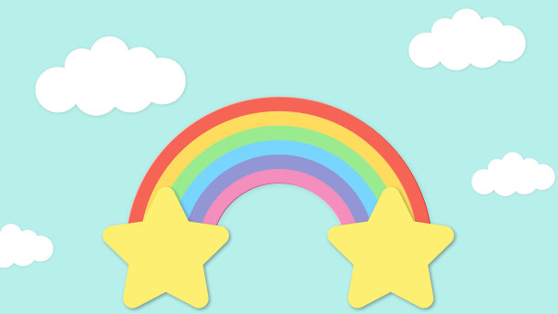 抽象卡哇伊彩色天空彩虹背景。柔和的渐变蜡笔漫画图形。婚礼卡片设计或展示的概念图片下载