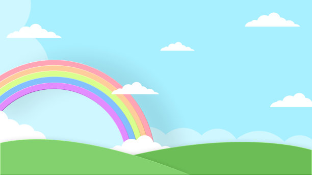 抽象卡哇伊彩色天空彩虹背景。柔和的渐变蜡笔漫画图形。婚礼卡片设计或展示的概念图片下载