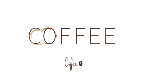 咖啡，带有文字的横幅。咖啡渍，咖啡杯的痕迹。手绘和书法设计元素图片下载