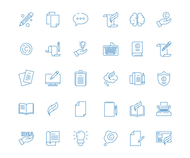 文案图标。写文章，笔，符号，内容，博客，书籍，向量，直线，图片收集图片下载