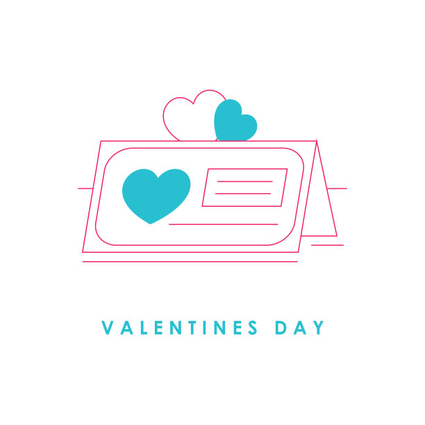 情人节，爱情卡片上有心形线条的图标图片下载