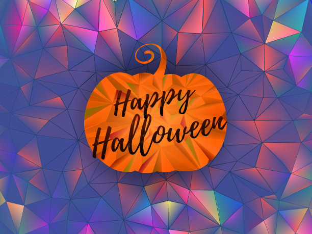 万圣节祝福多边形南瓜背景图片下载