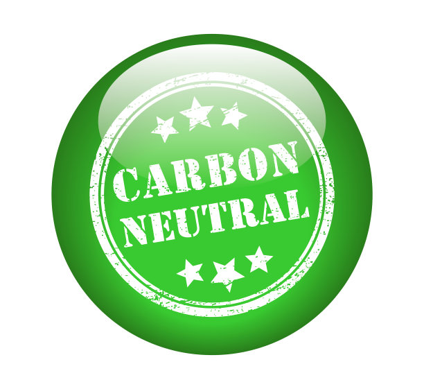 碳中性光泽按钮矢量插图图标。图片下载