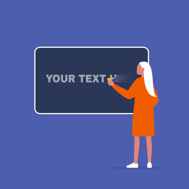 你的文本。年轻的女性角色正在擦黑板上的标志。教育。大学。平面可编辑矢量插图，剪辑艺术图片下载