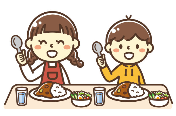 孩子在吃咖喱饭图片下载