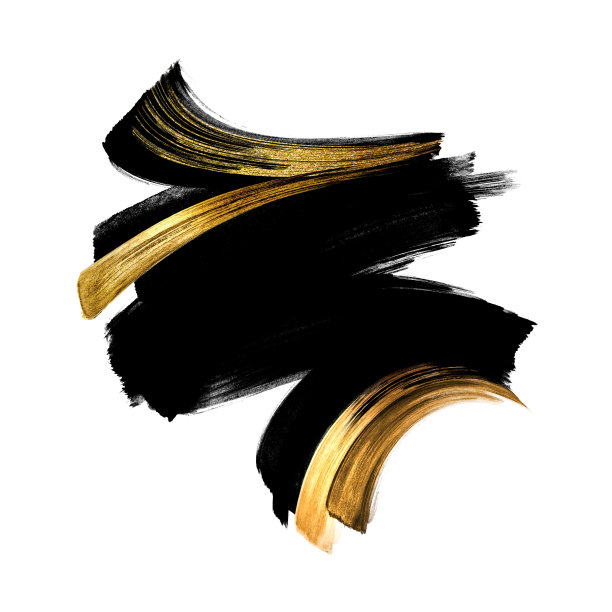 黑色水墨书法造型用金色涂抹，手绘水彩剪辑艺术孤立在白色背景上，时尚插画，抽象水粉泼洒，喷溅设计元素图片下载