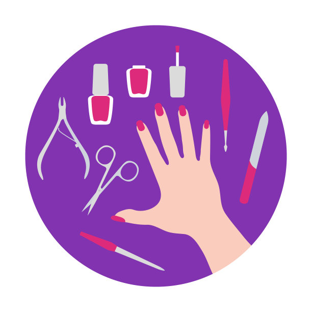 修指甲的工具，手，指甲油。美容院。图片下载