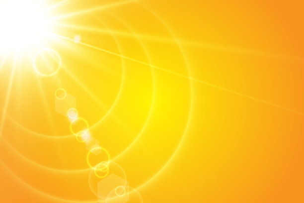 黄色背景上温暖的阳光。莱托。bliki太阳光图片下载
