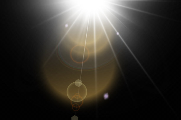 矢量透明阳光特殊镜头光晕光效果。阳光闪烁着光芒和聚光灯图片下载