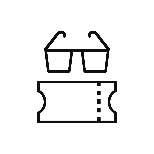 矢量电影眼镜图标和票图片下载