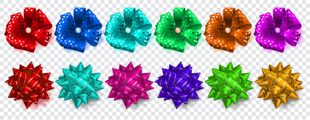 一套彩色的蝴蝶结图片下载