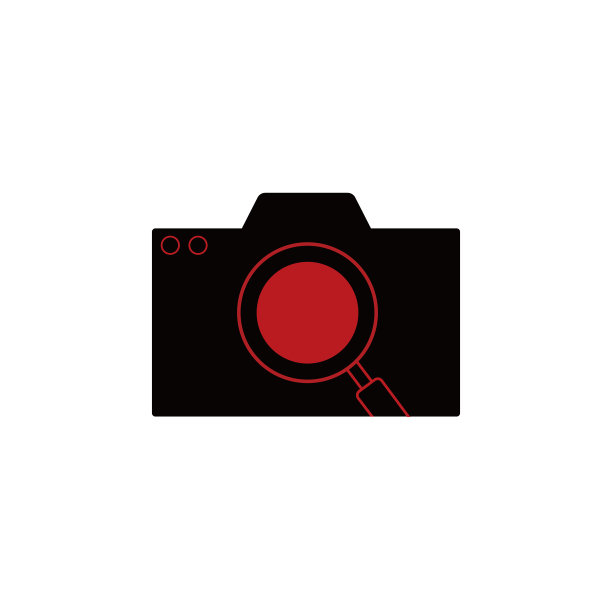 黑色矢量相机图标与红色线的照片图片下载