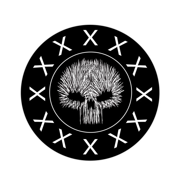骷髅标志，图标在黑色圆圈矢量插图图片下载