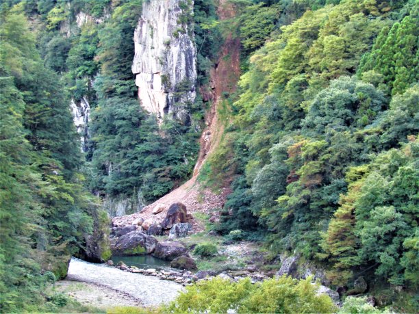 日本日光国家公园的木奴川河的落基海岸线图片下载