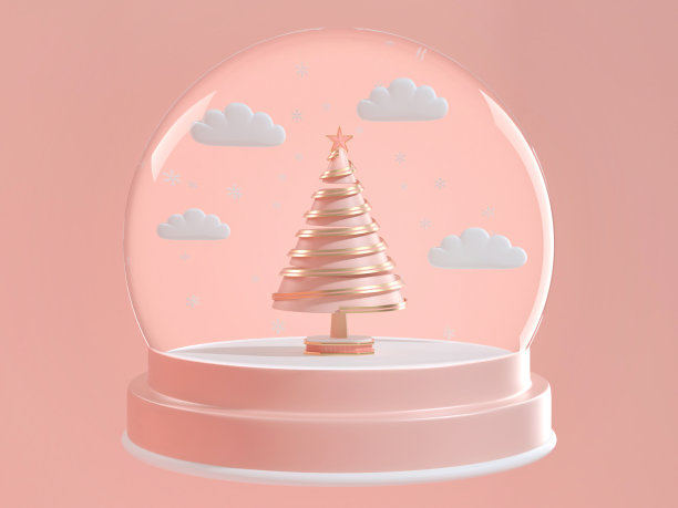 3d渲染图像的圣诞装饰装饰抽象对象。渲染图像的圣诞雪球装饰与圣诞树内。图片下载