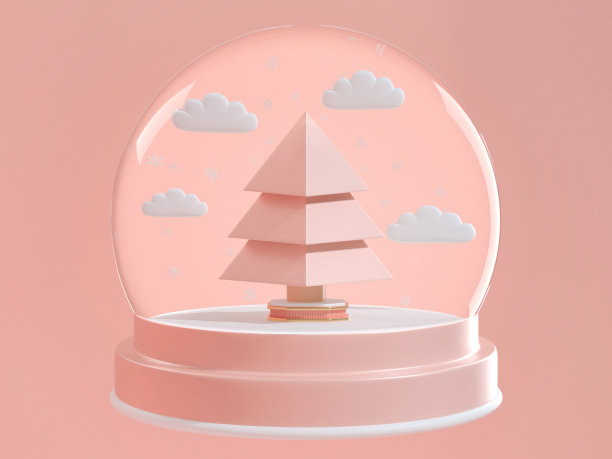 3d渲染图像的圣诞装饰装饰抽象对象。渲染图像的圣诞雪球装饰与圣诞树内。图片下载