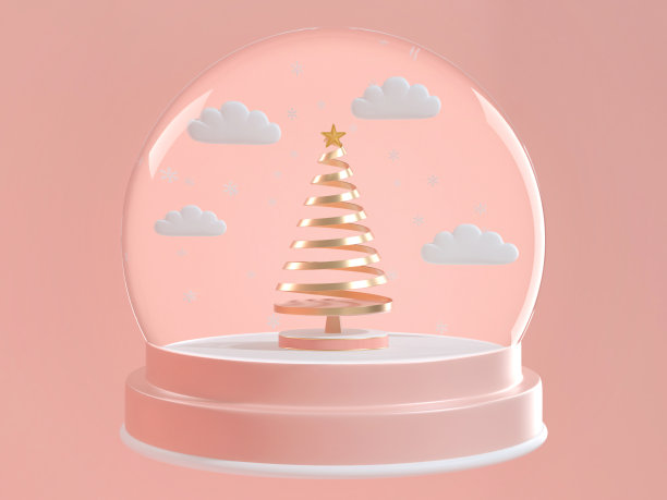 3d渲染图像的圣诞装饰装饰抽象对象。渲染图像的圣诞雪球装饰与圣诞树内。图片下载