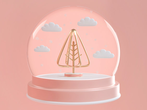 3d渲染图像的圣诞装饰装饰抽象对象。渲染图像的圣诞雪球装饰与圣诞树内。图片下载