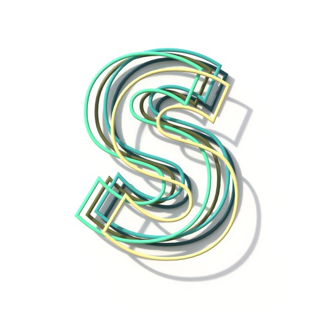 三种颜色线字体字母S 3D图片下载