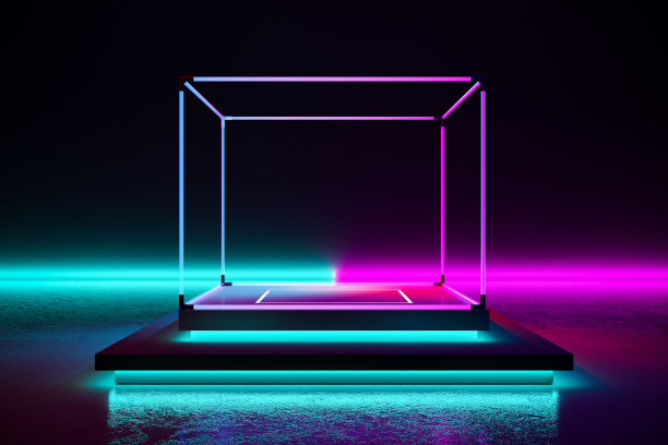 霓虹灯矩形舞台图片下载