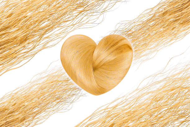心形的金发孤立在白色的背景上图片下载
